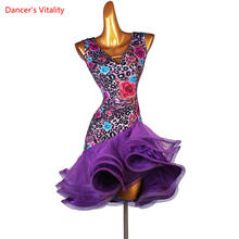 Latin Dance Dress V-Neck Printing Skirt Profession Custom Female Adult Child Elegant Performance Clothes Competition Clothing 2024 - buy cheap