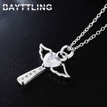 BAYTTLING Silver Color 18 Inch Link Chain Purple/White Zircon Cross Pendant Necklace For Women Fashion Wedding Jewelry 2024 - buy cheap