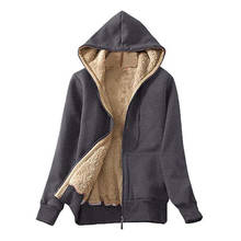Women's Casual Autumn Warm Hoodies Casual Open Stitch Pockets Jacket Fleece Lined Long Sleeve Zip Up Hooded Velvet Sweatshirt 2024 - buy cheap