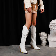 Casual all-match pointed thick mid-heel over the knee boots white boots white boots large size 44 45 46 47 48 2024 - buy cheap