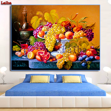 Ponto cruz bordado de diamante de fruta, natureza morta, resina de cozinha, broca, pintura de diamante quadrado, quadro de mosaico, decoração de strass 2024 - compre barato