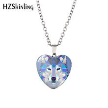 Collar de corazón de lobo azul, colgante de corazón de lobo aullando, colgante de Murano de cristal, HZ3 2024 - compra barato