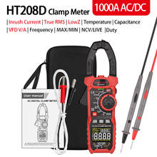 Clamp Multimeter Clamp Meters HT208D Inrush Current Tester Digital Amp Meter AC DC 1000V 1000A Capacitance Ohm Hz VFD NCV ℃/°F 2024 - buy cheap