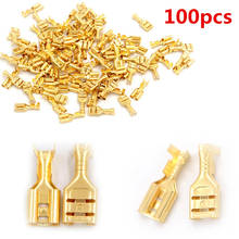 100pcs Gold Brass Car Speaker Electric Wire Connectors Set Female Crimp Terminal Connectors 4.8mm Or 6.3mm 2024 - buy cheap