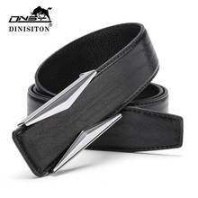 DINISITON-Cinturón de cuero suave para hombre, hebilla dorada y plateada de alta calidad, cinturones lisos de cuero genuino de vaca, pretina masculina 2024 - compra barato