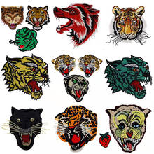 Apliques bordados cabeça de tigre morango lobo apliques para roupas decoração de animais apliques costura emblema th1601 2024 - compre barato