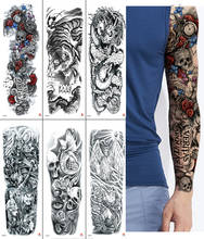 Водонепроницаемый большой полный рукав временные фальшивые татуировки стикер полная татуировка на руку часы роза цветок череп флеш-тату Тато для мужчин женщин 2024 - купить недорого