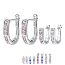 BELAWANG-pendientes de aro de plata esterlina 925, joyería de moda, aretes de cristal transparente rosa para niñas, regalo de fiesta familiar para bebés 2024 - compra barato