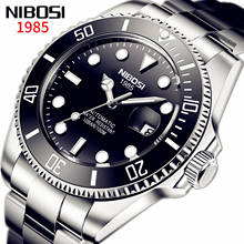 NIBOSI-reloj mecánico automático de acero inoxidable para hombre, lujoso, resistente al agua hasta 100M, dorado, GMT 2024 - compra barato