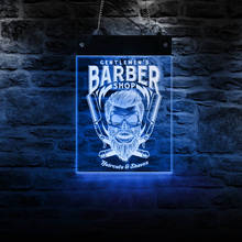 Placa de luz retangular masculina, emblema decorativo de led para salão de beleza, barbearia, logotipo de negócios 2024 - compre barato