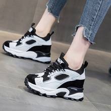 Zapatillas de deporte de estilo británico para mujer, zapatos informales con plataforma de aumento de altura, colores mezclados, cuero genuino, primavera y otoño, 2021 2024 - compra barato