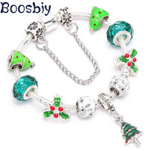 Boosbiy-pulsera con colgante de árbol de Navidad para mujer, brazaletes de marca de Color plateado, regalo de joyería 2024 - compra barato
