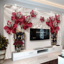 Custom Photo Wallpaper 3D Jewelry Flowers Vase Murals Living Room TV Luxury Home Decor Self-Adhesive Waterproof 3D Wall Stickers 2024 - buy cheap