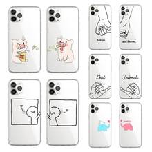 Always And Forever Best Friends Cartoon BFF Phone Case Transparent for iPhone 11 12 mini pro XS MAX 8 7 6S Plus X 5S SE 2020 XR 2024 - buy cheap