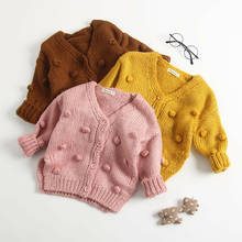 Модный детский вязаный свитер для маленьких девочек кардиган с длинными рукавами и v-образным вырезом, куртка, верхняя одежда 2024 - купить недорого