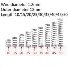 10 pces mola micro compressão espiral 1.2mm 304 a2 diâmetro de fio pequeno de aço inoxidável 1.2mm diâmetro exterior 12mm comprimento 10-50mm 2024 - compre barato