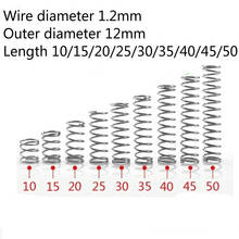 Microespiral de compresión de resorte, 10 Uds., 1,2mm, 304 A2, diámetro de alambre pequeño de acero inoxidable, 1,2mm de diámetro exterior, 12mm de longitud, 10-50mm 2024 - compra barato