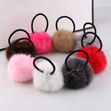 Fashion Girl Faux Rabbit Fur Pompoms  Elastic Hair Bands Headdress Hand Made Ball Hair Scrunchies Hair Rope Hair Accessories 2024 - buy cheap