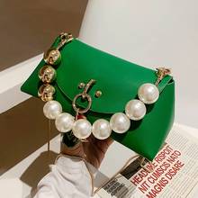 Sweet Lady Pearl Mini Tote Bag 2021 Spring New High-quality PU Leather Women's Designer Handbag Chain Shoulder Messenger Bag 2024 - buy cheap