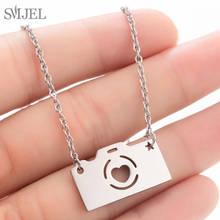 SMJEL Classic Camera Pendants Necklace Women Stainless Steel Animal Geometric Plant Chain Choker Necklace Femme Jewelry 2024 - buy cheap