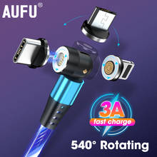 Магнитное зарядное устройство AUFU со светящимся светом, кабель Micro USB 3,0 для быстрой зарядки и передачи данных на магните, кабель Type C для телефона 2024 - купить недорого