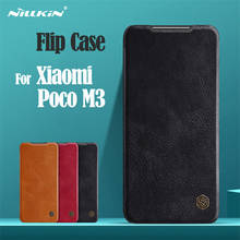 Para xiaomi poco m3 flip caso capa nillkin qin capa de couro flip cartão bolso carteira livro casos para xiaomi poco m3 telefone sacos 2024 - compre barato