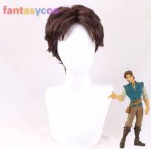 Peluca de Cosplay enredada para hombres, Rapunzel, Penny Rider, pelo sintético corto marrón rizado para adultos, juego de rol + gorro de peluca gratis 2024 - compra barato