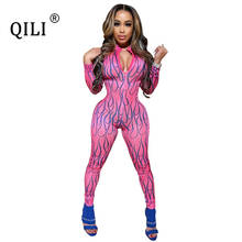 QILI 2020 New Women Jumpsuits Sexy Skinny Bodysuit Camouflage Print Long Sleeve Zipper Jumpsuits Elastic Force Spring Jumpsuits 2024 - buy cheap