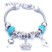 Pulseira em forma de coroa para mulheres, bracelete com contas e coroa da moda, charme de bracelete para mulheres 2024 - compre barato