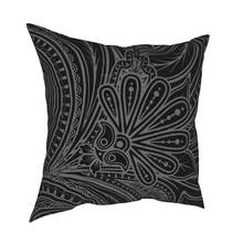 Funda de almohada Floral oscura para el hogar, funda de cojín de textura decorativa para sofá, almohada de poliéster con estampado de doble cara para ocio 2024 - compra barato