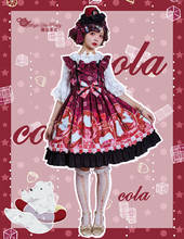 Sweet lolita dress vintage falbala bowknot cute printing high waist princess victorian dress kawaii girl gothic lolita jsk/op 2024 - buy cheap