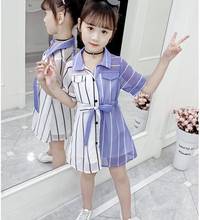 Camisa de gasa para niña, vestido de verano a rayas de colores, vestidos para adolescentes y niñas, ropa para 3, 4, 5, 6, 7, 8, 9, 10, 11, 12 años 2024 - compra barato