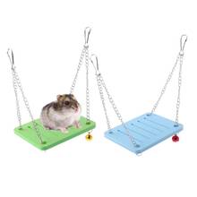 Wooden Parrot Hamster Swing Hanging Bell Cage Toy Chinchilla Mouse Perch Pet Accessories 2024 - buy cheap