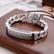 BOCAI 2021 Fashion New Real s925 Silver Six-character Mantra Heart Sutra Good Luck Turning Man Bracelet, 2024 - buy cheap