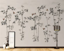 Обои на заказ, новые китайские абстрактные чернила, пейзаж, бамбуковый фон для гостиной, papel de parede papier peint behang 2024 - купить недорого