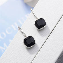 Fashion Silver Color Black Sqaure Stud Earrings For Women Elegant Party Jewelry pendientes eh903 2024 - buy cheap