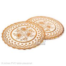 12pcs 8 inches eco-friendly Vinyl PVC plastic round golden lace scarf doily placemat tabletop place mats dining decoration tools 2024 - buy cheap