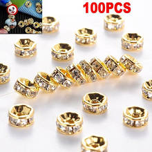 New 100pcs 6mm 8mm Gold Silver Color Rhinestone Rondelles Crystal Bead Loose Spacer Beads For DIY Jewelry Making Accessories 2024 - buy cheap