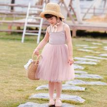 Vestido de malla para niñas pequeñas, tutú de algodón con costuras, ropa de verano coreana, vestido de bola de algodón 2024 - compra barato
