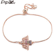 Pipitree CZ Wings Angel Bracelet Femme Cubic Zirconia Rose Gold Color Slider Chain Charm Bracelets for Women Kids Trendy Jewelry 2024 - buy cheap