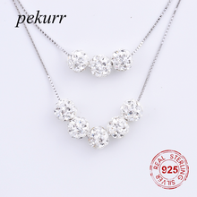 Pekurr 925 colares de pérolas e strass, pingentes grandes de prata esterlina, bijuteria da moda com corrente dupla 2024 - compre barato