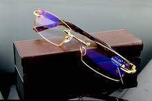 Diamond Cutting Titanium Alloy Rimless Royal Deluxe Men shallow brown Reading Glasses +0.75 +1 +1.5 +1.75 +2 +2.5 +2.75 To +4 2024 - buy cheap