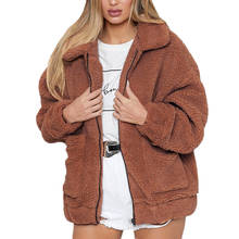 Women Coat Winter Faux Fur Jacket Women Turn Down Collar Zipper Overcoat Ladies Oversized Thicken Jacket Winter Coat Female 2024 - buy cheap