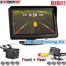 Koorinwoo-kit completo de vídeo Parktronic, Monitor de 4,3 pulgadas con cámara, sensores de aparcamiento delanteros y traseros, 8 zumbadores, cámara de aparcamiento, Jalousie 2024 - compra barato
