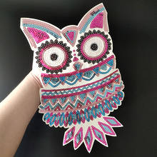 Owl Bird Stripe Patches For Clothing Sequins Large Biker Badge Embroidery Fabric Sequined Patch Clothes Stickers Christmas gift 2024 - buy cheap
