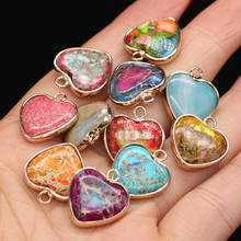 Natural Stone Pendant Emperor Heart Shape Blue Amazonite Exquisite charms for Jewelry Making DIY Necklace Earring Accessories 2024 - buy cheap