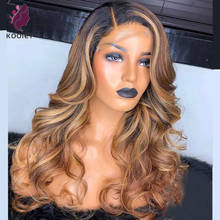 Right Part Brown Blonde Highlight Body Wave Human Hair Wigs With Baby Hair For Women Brazilian Remy Colored 13x4 Lace Front Wig 2024 - buy cheap