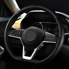 Funda de cuero de imitación para volante de Nissan, cubierta de volante de color negro para X-TRAIL, Qashqai, Bluebird, Sylphy, Kicks, Teana, Bluebird, Tiida 2024 - compra barato