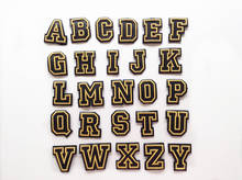 1Pcs Golden Leather Letters Embroidered Sew On Patch For clothing Alphabet Sew on Applique Name Letter Rrepair Patches 2024 - buy cheap