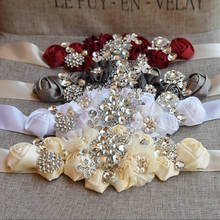 Cinturones de boda de cristal, apliques de flores de satén, faja de diamantes de imitación, accesorios de vestido de novia 2024 - compra barato